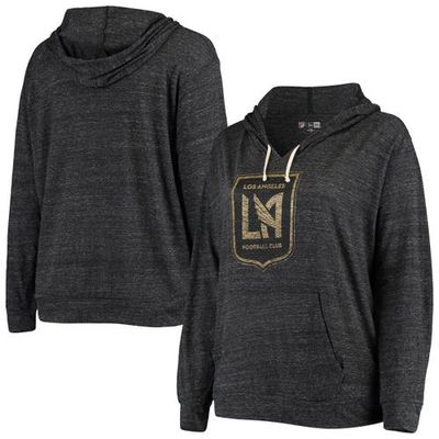 5TH AND OCEAN BY NEW ERA Women's 5th & Ocean by New Era Heathered Black LAFC Plus Size Tri-Blend V-Neck Pullover Hoodie in Heather Black at