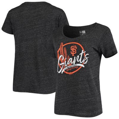 5TH AND OCEAN BY NEW ERA Women's 5th & Ocean by New Era Heathered Black San Francisco Giants Spring Training Circle Cactus Tri-Blend T-Shirt in