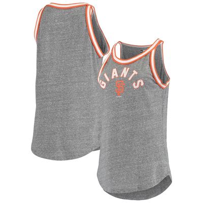5TH AND OCEAN BY NEW ERA Women's 5th & Ocean by New Era Heathered Gray San Francisco Giants Tri-Blend Knit Trim Tank Top