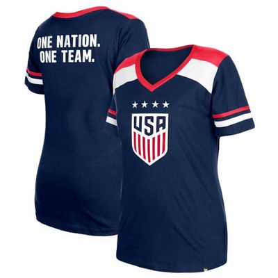 5TH AND OCEAN BY NEW ERA Women's 5th & Ocean by New Era Navy USWNT Athleisure V-Neck T-Shirt