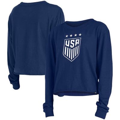 5TH AND OCEAN BY NEW ERA Women's 5th & Ocean by New Era Navy USWNT Cropped Long Sleeve T-Shirt