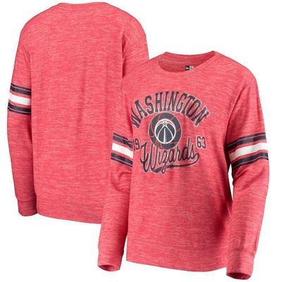 5TH AND OCEAN BY NEW ERA Women's 5th & Ocean by New Era Red Washington Wizards Space Dye Pullover Sweatshirt