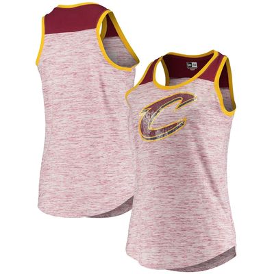 5TH AND OCEAN BY NEW ERA Women's 5th & Ocean by New Era Wine Cleveland Cavaliers Space Dye Racerback Tank Top in Red