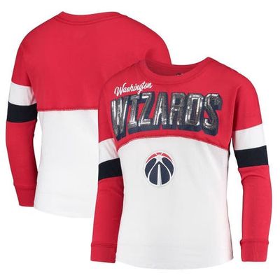 5TH AND OCEAN BY NEW ERA Youth 5th & Ocean by New Era Red Washington Wizards Foil Baby Long Sleeve T-Shirt