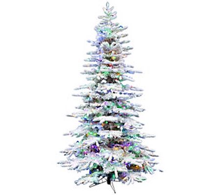 6.5' White Pine Snowy Artificial Christmas Tree with Multi