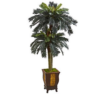 6' Double Sago Palm Tree in Planter by Nearly N atural
