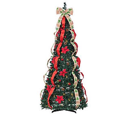 6-Ft H Decorated Green Pop Up Pre-Lit Pine Tree by Sterling Co