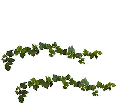 6' Grape Leaf Deluxe Garland Set of 2 by Nearly Natural