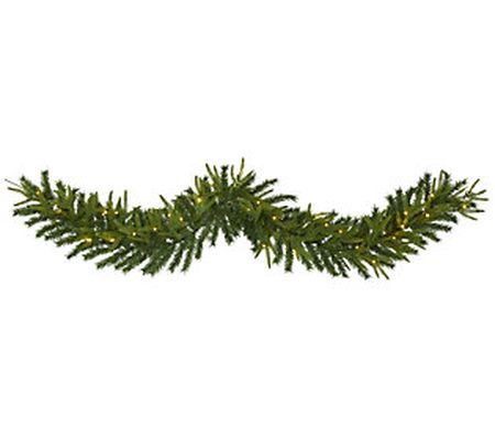 6' Green Pine  Christmas Garland w/35 Lights by Nearly Natural