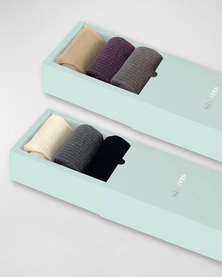 6-Pack Ribbed Cashmere-Blend Socks