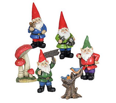 6-Piece Miniature Gnome Set by Exhart