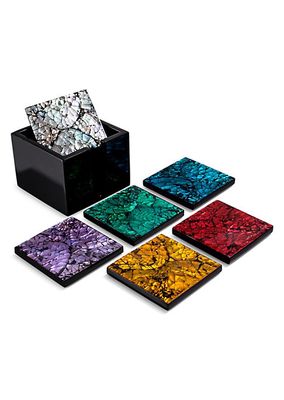 6-Piece Mother-Of-Pearl Square Coaster Set