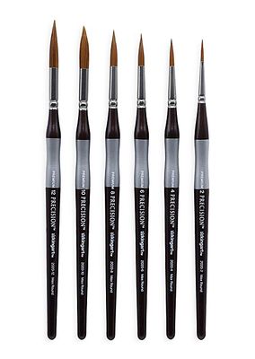 6-Piece Precision Amber Taklon Brushes With Ergonomic Groove Handle