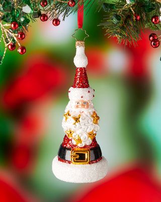 6" Spangled Santa Christmas Ornament