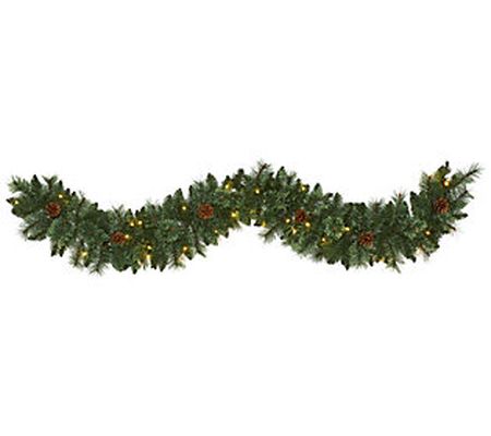6' White Mountain Pine  Garland w/Lights by Nea rly Natural