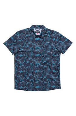686 Nomad Performance Short Sleeve Button-Up Shirt in Floral Deep Lake