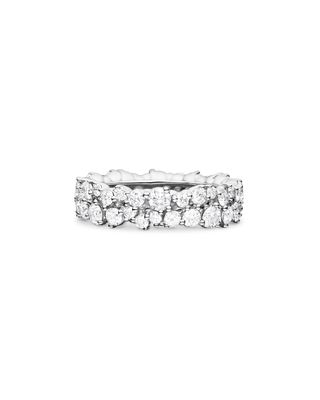 6mm Confetti Diamond Band Ring in 18K White Gold, Size 6.5