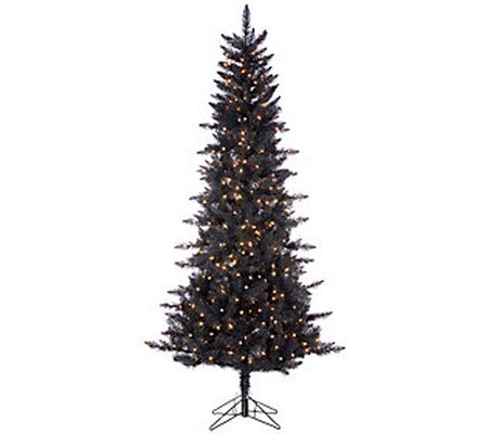 7.5' Black Tuscany Tinsel Tree w/Lights by Gers on Co.