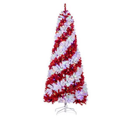 7.5' Candy Cane Tree with White and Multi Light s by Gerson Co