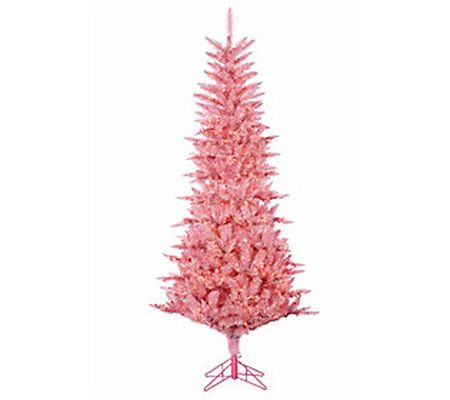 7.5' Pink Tuscany Tinsel Tree with Clear Lights