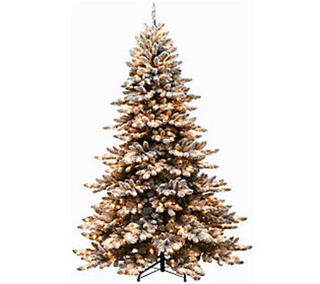 7.5' Prelit Flocked Spruce Christmas Tree 700 C lear Lights