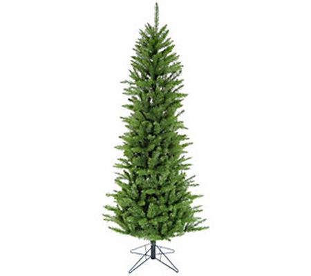 7.5' Winter Wonderland Slim Green Christmas Tre e, Metal Base