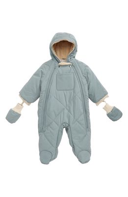 7 A.M. Enfant Benji Hooded Snowsuit with Attached Mittens in Mirage Blue