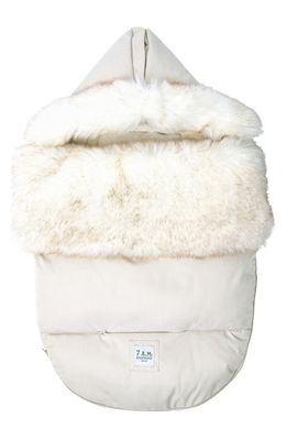 7 A. M. Enfant PlushPOD Tundra Water Repellent Faux Fur Lined Car Seat/Stroller Bunting in Beige Heather White Fur