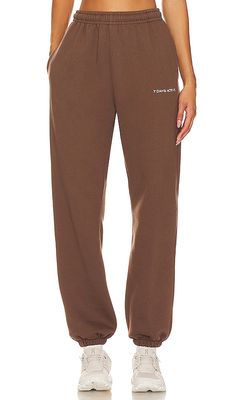 7 Days Active Organic Fitted Sweat Pants in Brown