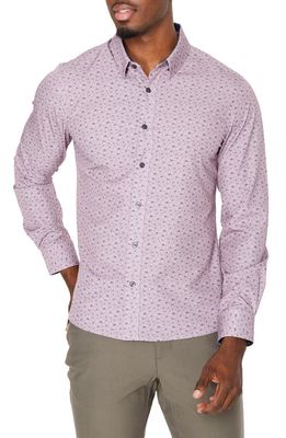 7 Diamonds Adore You Floral Performance Button-Up Shirt in Dusty Rose