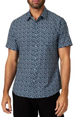 7 Diamonds Cion Floral Stretch Short Sleeve Button-Up Shirt in Navy