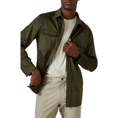 7 Diamonds Country Road Faux Suede Shirt Jacket in Olive