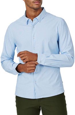 7 Diamonds Easton Pinstripe Performance Button-Up Shirt in Light Blue