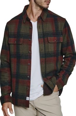 7 Diamonds Generation Plaid Stretch Flannel Button-Up Overshirt in Forest