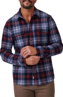 7 Diamonds Generation Plaid Stretch Flannel Button-Up Shirt in Navy