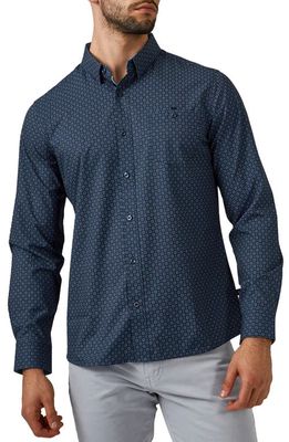 7 Diamonds Liberty Medallion Performance Button-Up Shirt in Teal