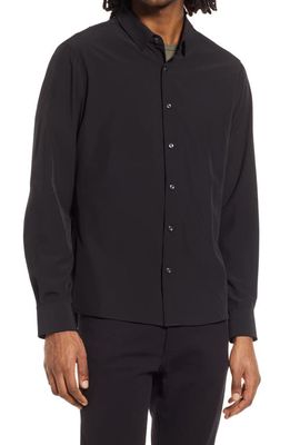 7 Diamonds Liberty Solid Performance Button-Up Shirt in Black