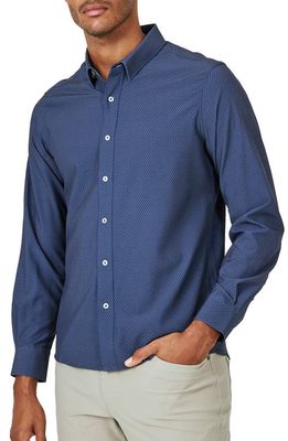 7 Diamonds Prime Micropattern Performance Button-Up Shirt in Navy