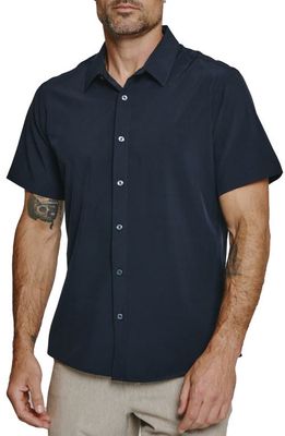 7 Diamonds Siena Solid Short Sleeve Performance Button-Up Shirt in Navy