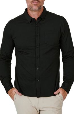 7 Diamonds Solid Oxford Button-Up Shirt in Black