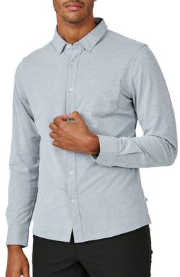 7 Diamonds Solid Oxford Button-Up Shirt in Grey