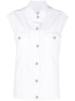 7 For All Mankind classic-collar denim vest - White