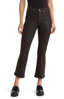 7 For All Mankind Coated High Waist Slim Kick Flare Jeans in Chocolate Coatd