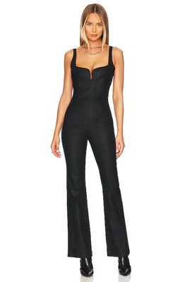 7 For All Mankind Coated Sexy Jumpsuit in Black
