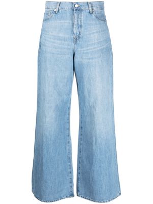 7 For All Mankind cotton-blend wide-leg jeans - Blue