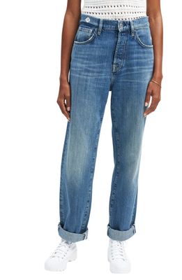 7 For All Mankind Distressed Ankle Straight Leg Jeans in Spruce Ri