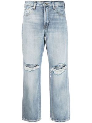 7 For All Mankind distressed knees cropped jeans - Blue