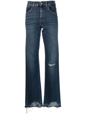 7 For All Mankind distressed straight-leg jeans - Blue