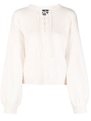 7 For All Mankind lace-up crew-neck sweatshirt - White