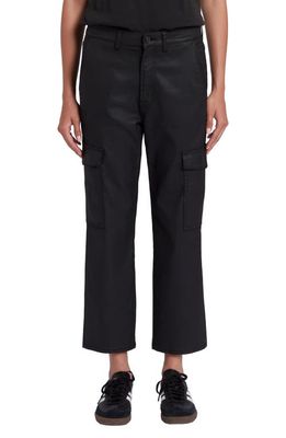7 For All Mankind Logan Coated High Waist Ankle Straight Leg Cargo Pants in Coated Blk